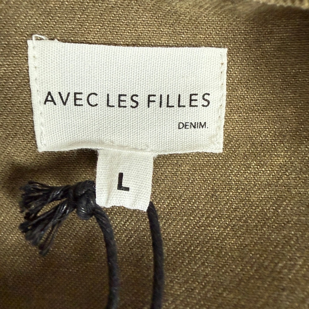 Avec Les Filles Denim Romper Olive Green Sleeveless Belted Utility Snap‎ Front L - Picture 5 of 10